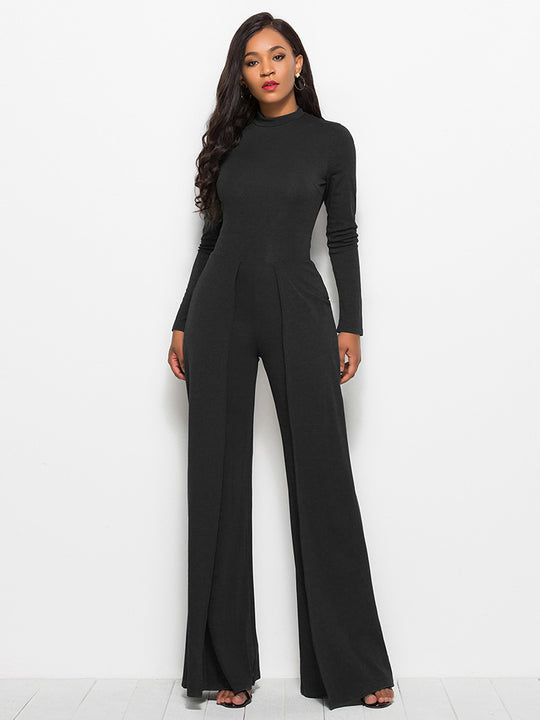 Damen Eleganter und fließender Jumpsuit mit langen Ärmeln R&B