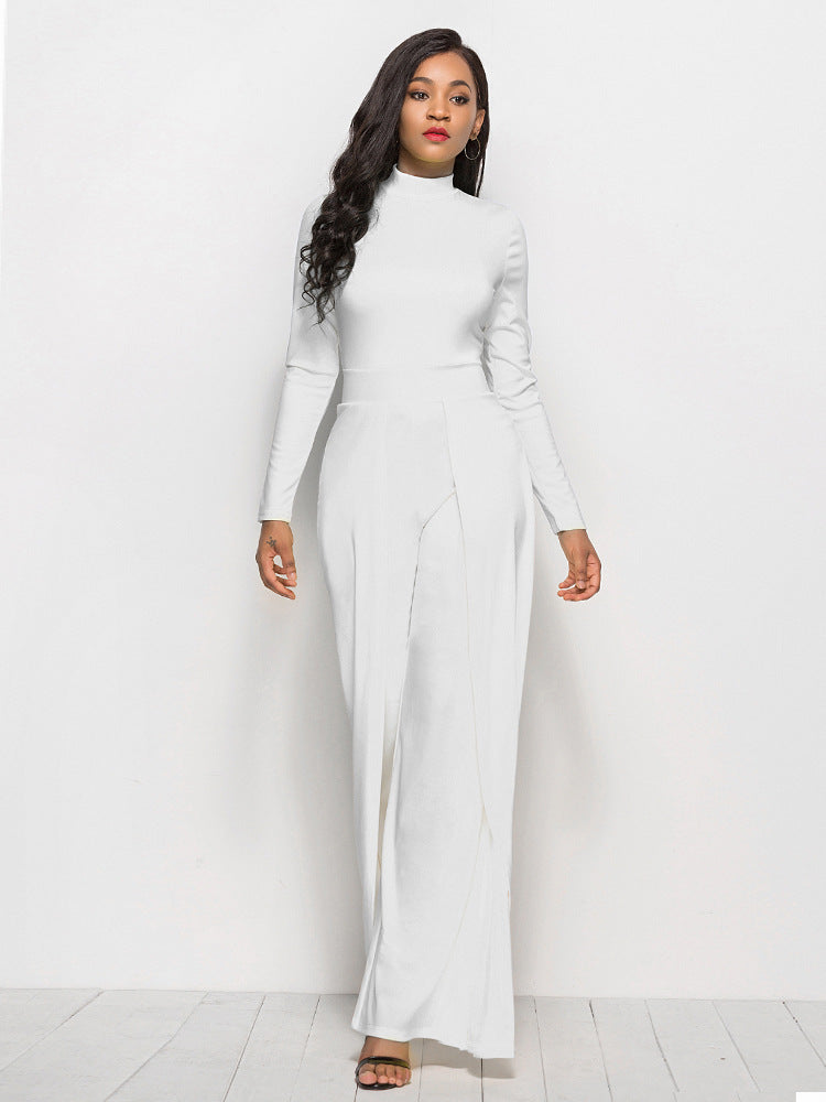 Damen Eleganter und fließender Jumpsuit mit langen Ärmeln R&B
