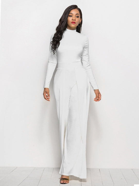 Damen Eleganter und fließender Jumpsuit mit langen Ärmeln R&B