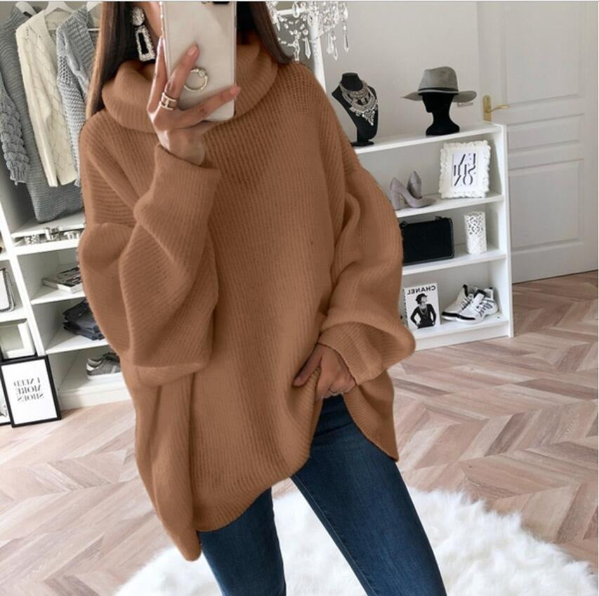 Damen gemütlicher Strickpullover mit weitem Schnitt R&B