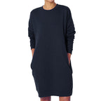 Damen gemütliches Sweatkleid mit praktischen Seitentaschen und lockerem Schnitt R&B