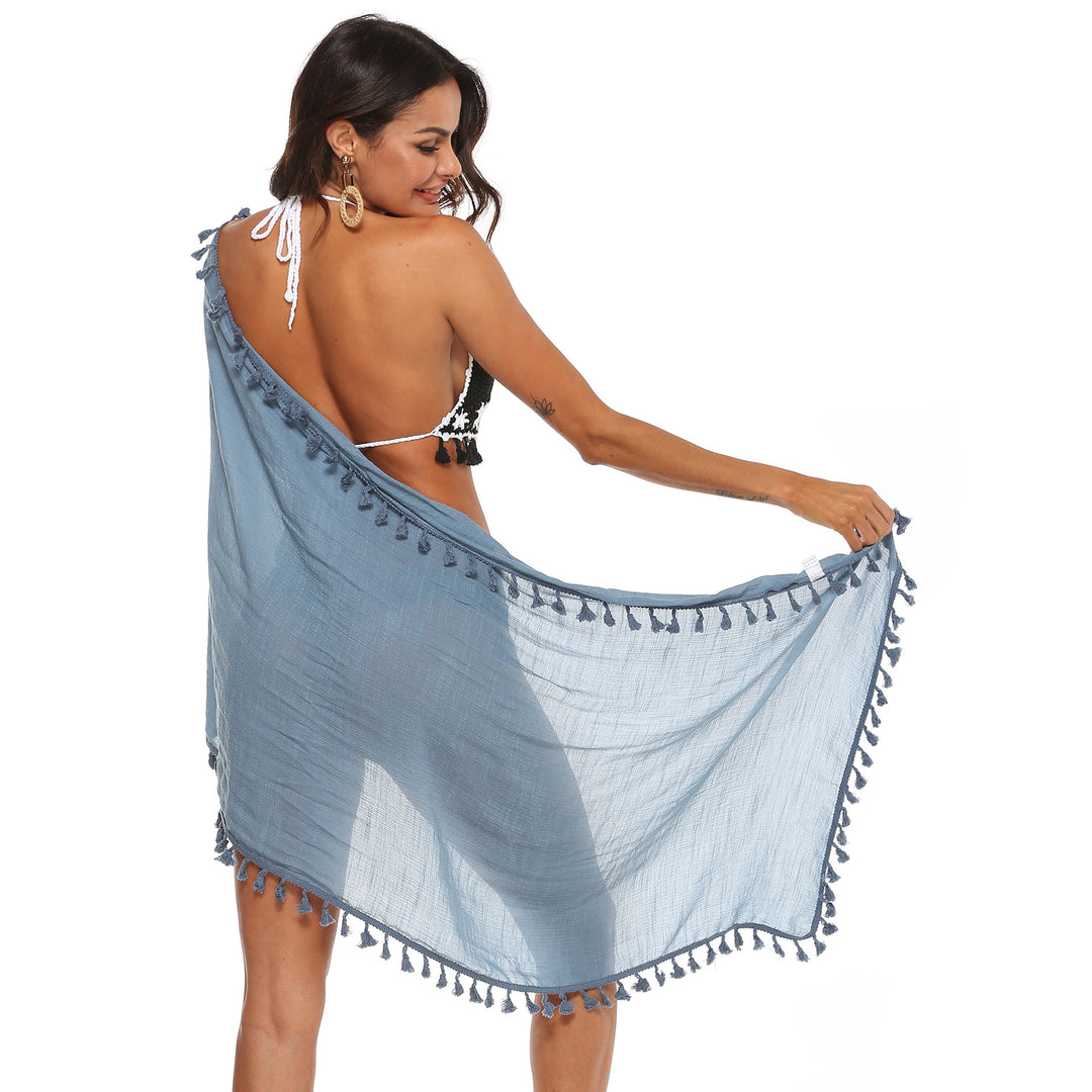 Damen luftiger Strand-Sarong mit verspielten Quasten R&B