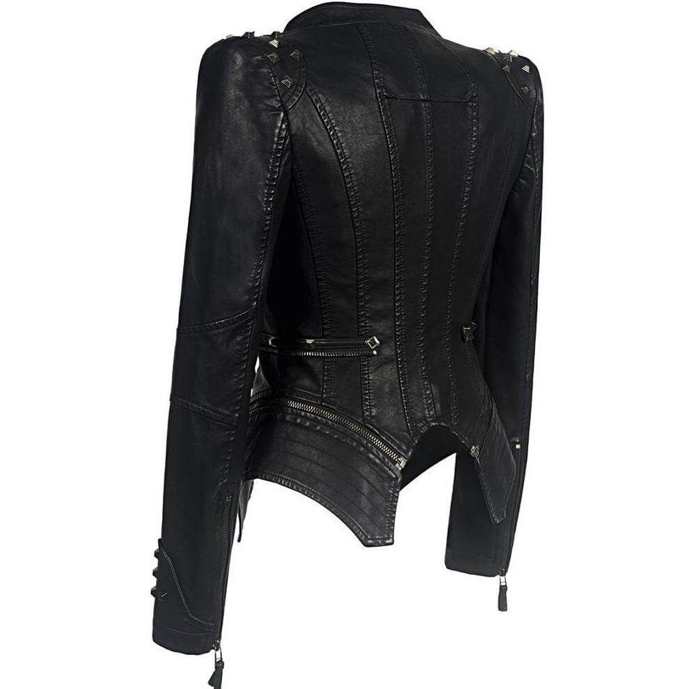 R&B | Damen Nieten PU Lederjacke