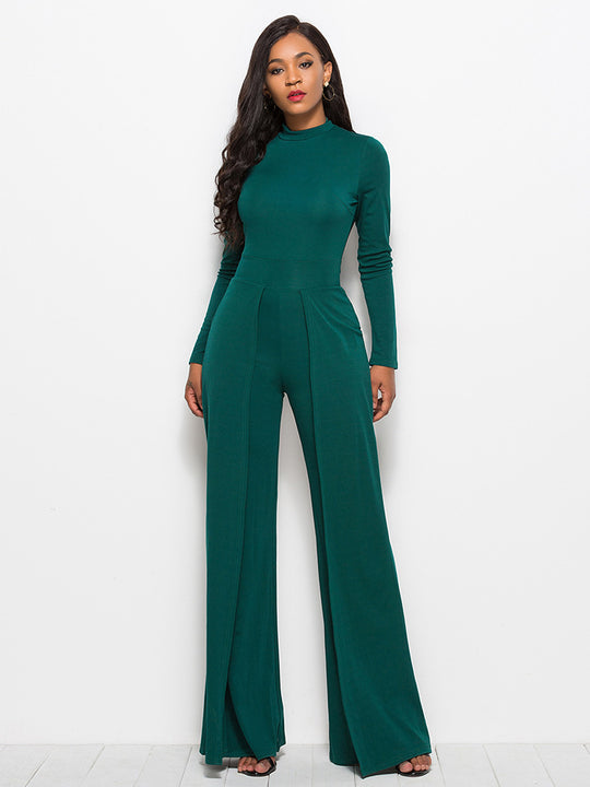 Damen Eleganter und fließender Jumpsuit mit langen Ärmeln R&B
