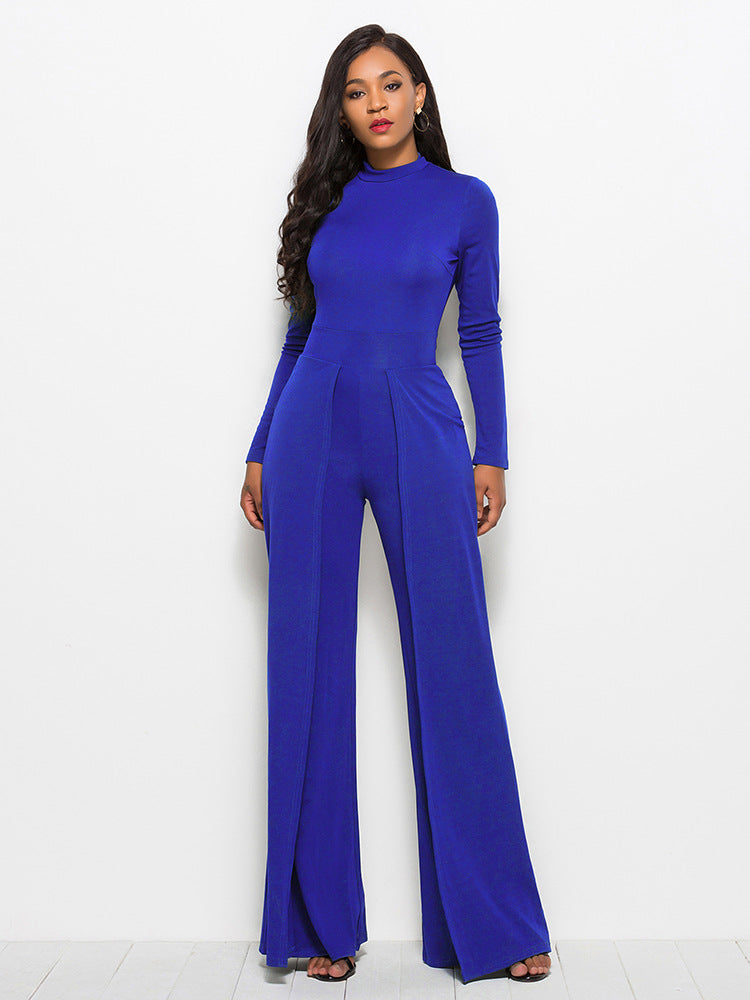Damen Eleganter und fließender Jumpsuit mit langen Ärmeln R&B