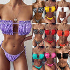 Damen Bandeau-Bikini-Set mit verstellbaren Rüschendetails