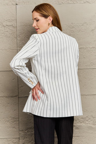 R&B | Gestreifter Reverskragen Langarm Blazer