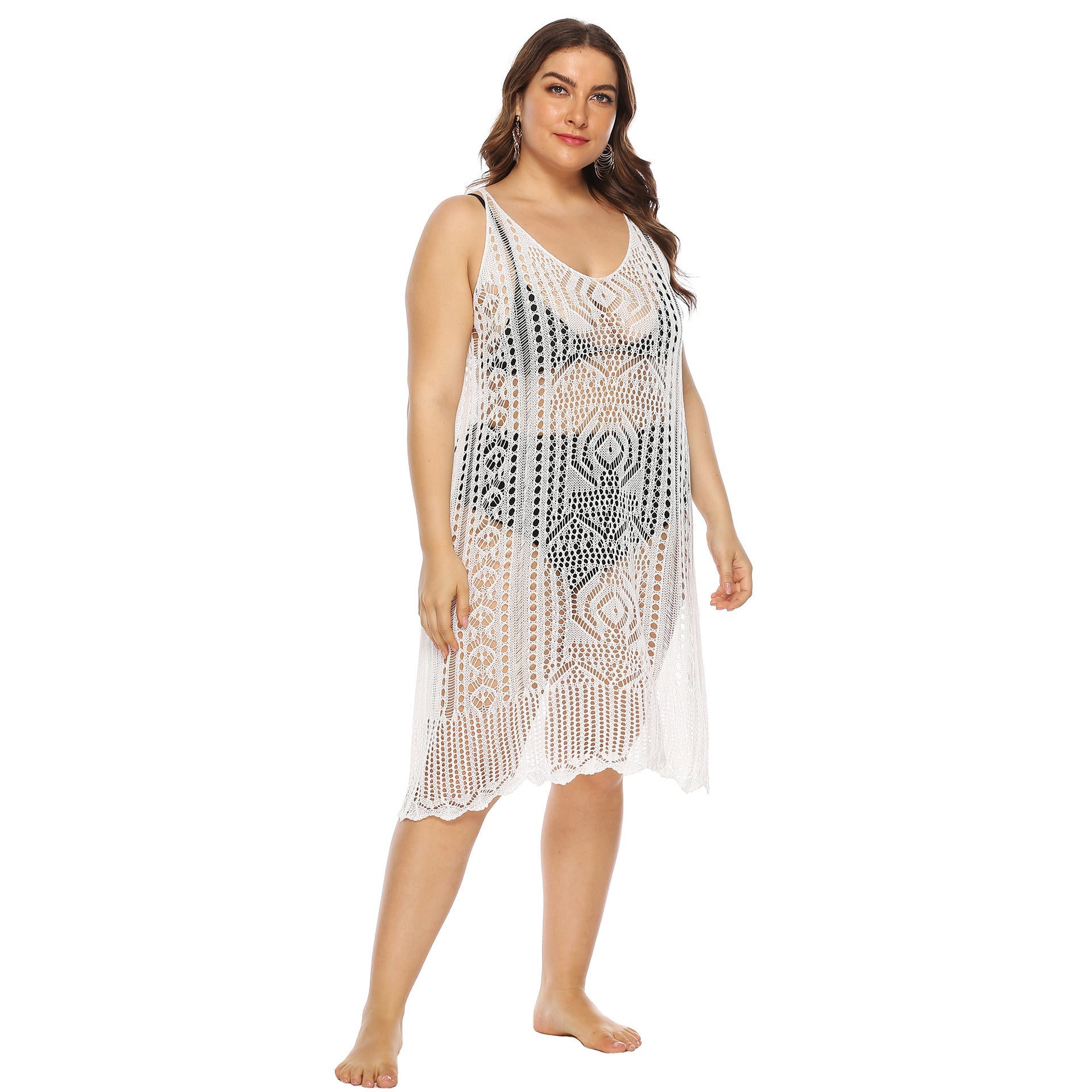 Damen gehäkelter Strandüberwurf mit floralem Design R&B