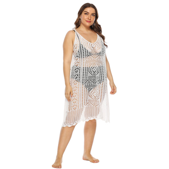 Damen gehäkelter Strandüberwurf mit floralem Design R&B