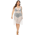 Damen gehäkelter Strandüberwurf mit floralem Design R&B
