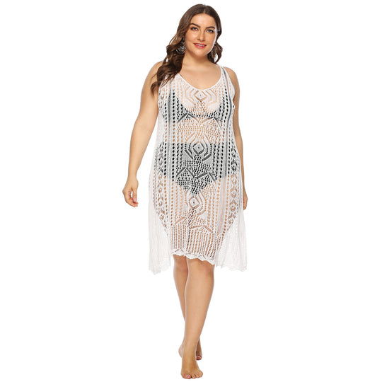 Damen gehäkelter Strandüberwurf mit floralem Design R&B
