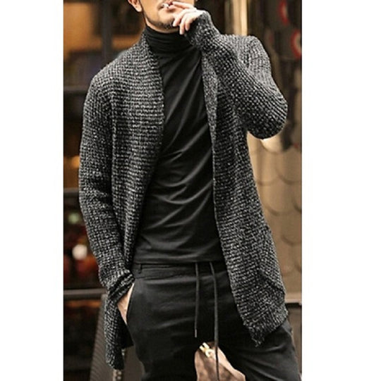 Herren eleganter Strickcardigan mit offener Front und lässigem Schnitt R&B