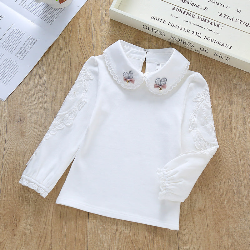 Mädchen Bluse mit besticktem Kragen und zarten Tüllärmeln R&B