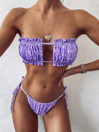 Damen Bandeau-Bikini-Set mit verstellbaren Rüschendetails