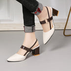 Damen Elegante Slingback-Pumps mit kantigem Absatz und modischem Riemendesign R&B