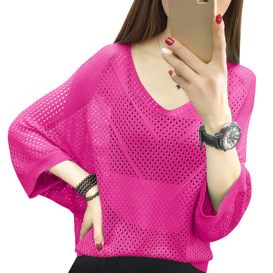 Damen luftige Strickbluse R&B