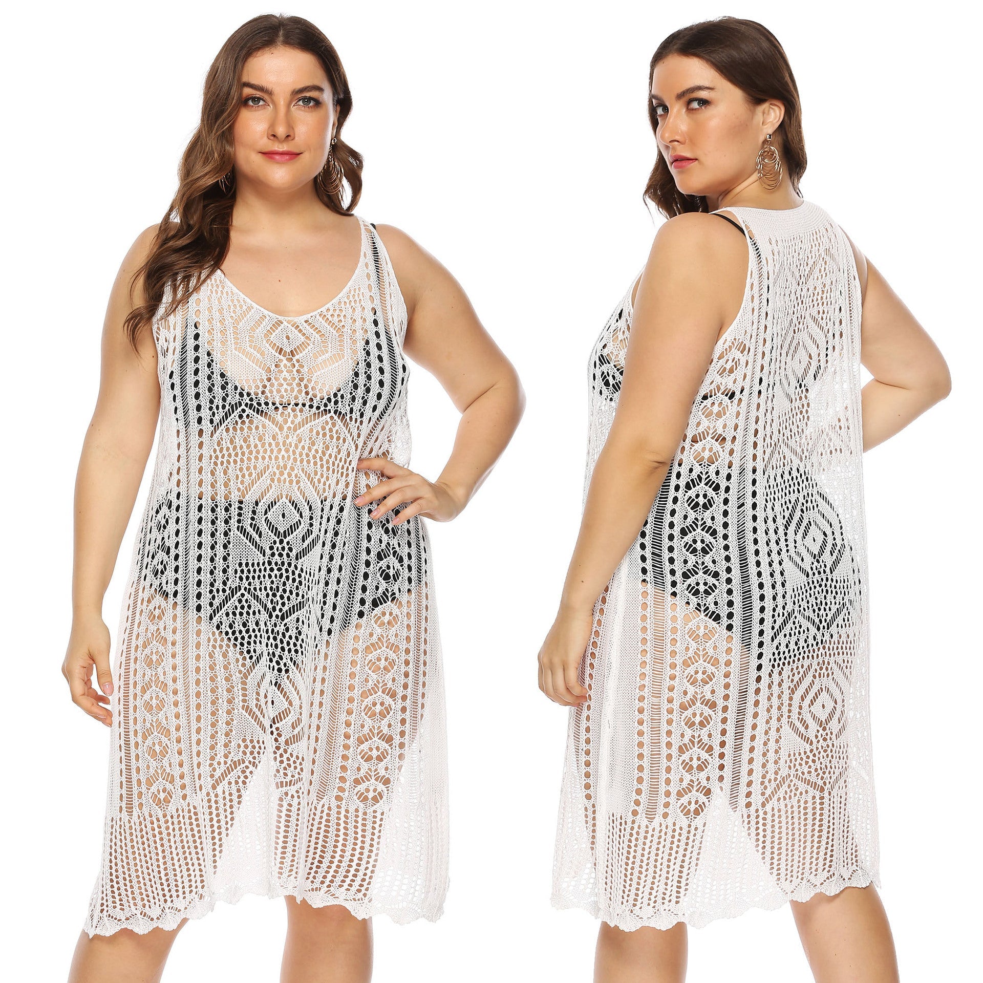 Damen gehäkelter Strandüberwurf mit floralem Design R&B