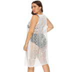 Damen gehäkelter Strandüberwurf mit floralem Design R&B