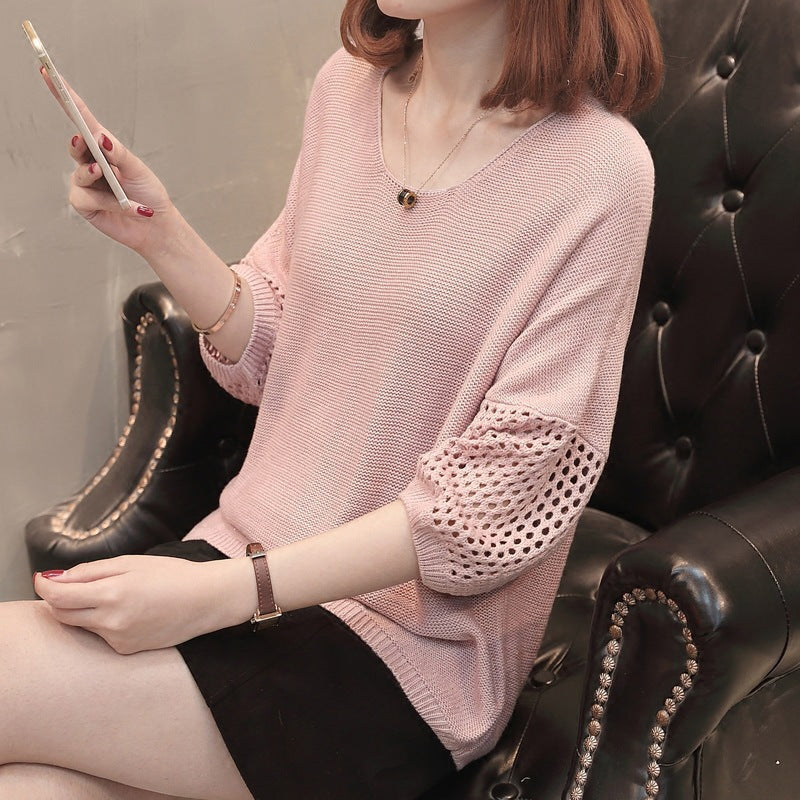 Damen Strickpullover mit dekorativen Lochmustern und lässiger Passform
