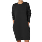 Damen gemütliches Sweatkleid mit praktischen Seitentaschen und lockerem Schnitt R&B