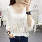 Damen luftige Strickbluse