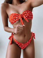 Damen Bandeau-Bikini mit verspieltem Knoten und modischem Animal-Print