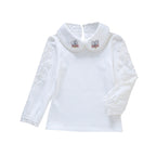 Mädchen Bluse mit besticktem Kragen und zarten Tüllärmeln R&B