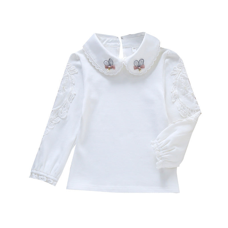 Mädchen Bluse mit besticktem Kragen und zarten Tüllärmeln R&B