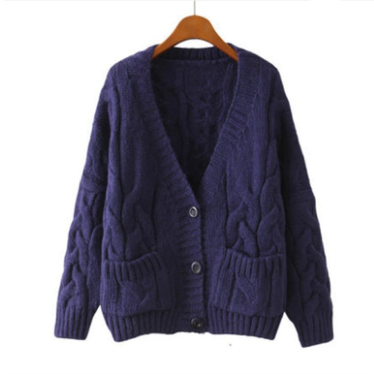 Damen Strickjacke im Oversized-Stil mit Kabelstrickmuster R&B