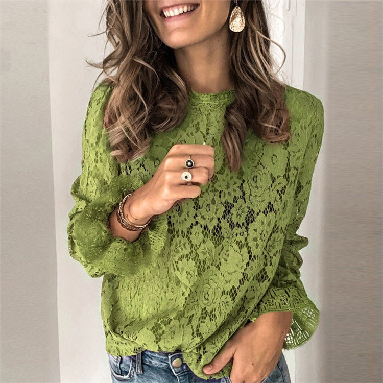 Damen Spitzenbluse mit floralem Design und lässigem Schnitt R&B