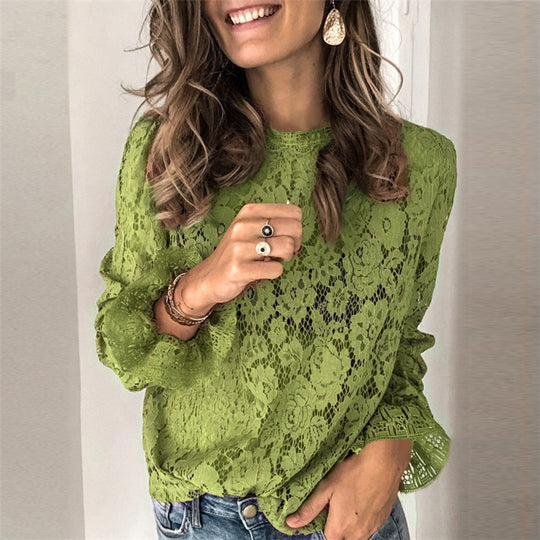 Damen Spitzenbluse mit floralem Design und lässigem Schnitt R&B
