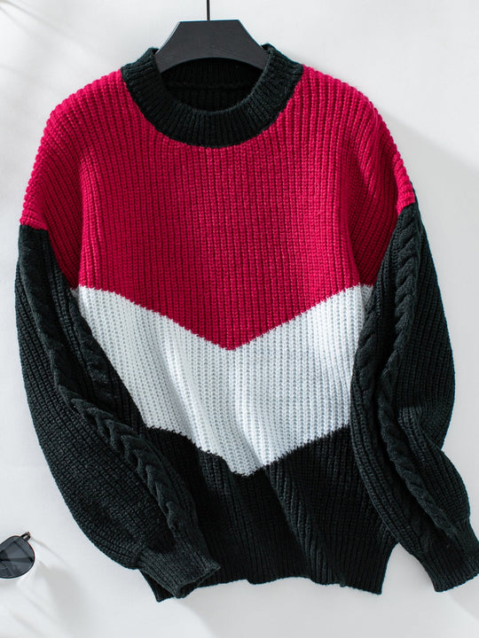 R&B | Strickpullover mit Farbblocken Weicher Strick Elegantes Design