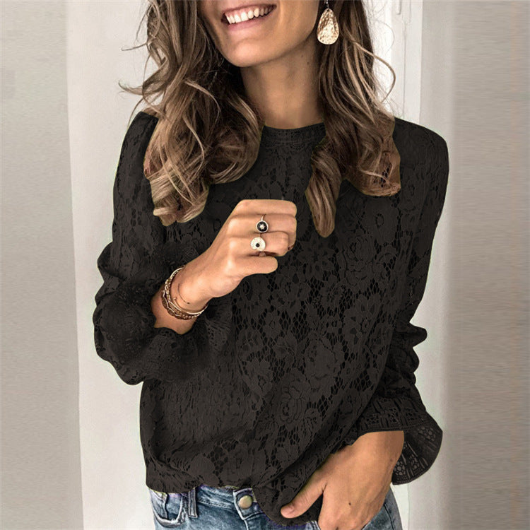 Damen Spitzenbluse mit floralem Design und lässigem Schnitt R&B