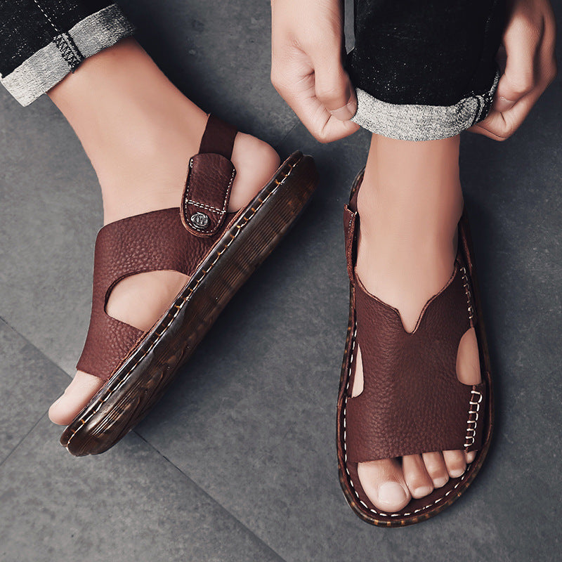 Herren Leder-Sandalen mit ergonomischer Sohle und verstellbarem Riemensystem R&B