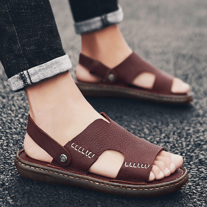 Herren Leder-Sandalen mit ergonomischer Sohle und verstellbarem Riemensystem R&B