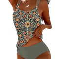 R&B | Retro Hochgeschnittenes Bikini mit Stranddruck