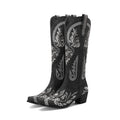 R&B | Bestickte Western Denim Retro Damen Knielange Stiefel