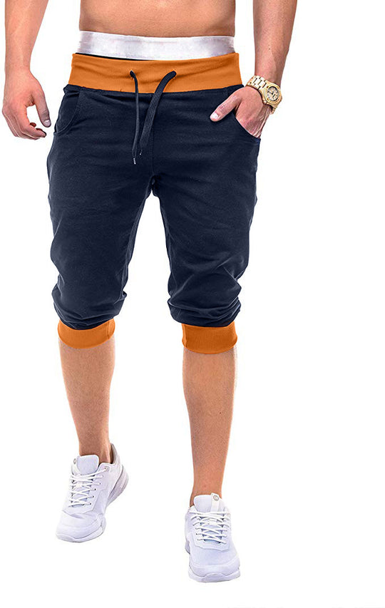 Herren Sportliche Capri-Hose mit elastischem Bund und modischen Kontrastakzenten R&B