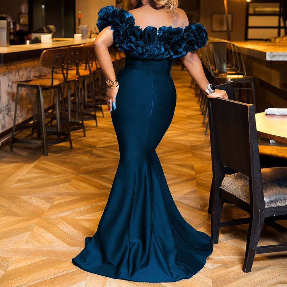 Damen Abendkleid mit voluminösem Rüschensaum R&B