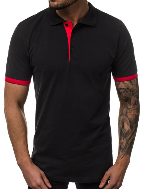 Herren Kurzarm-Polohemd mit kontrastierenden Details und modernem Schnitt R&B