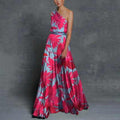 Damen Elegantes Maxikleid mit asymmetrischem Träger und floralem Design R&B