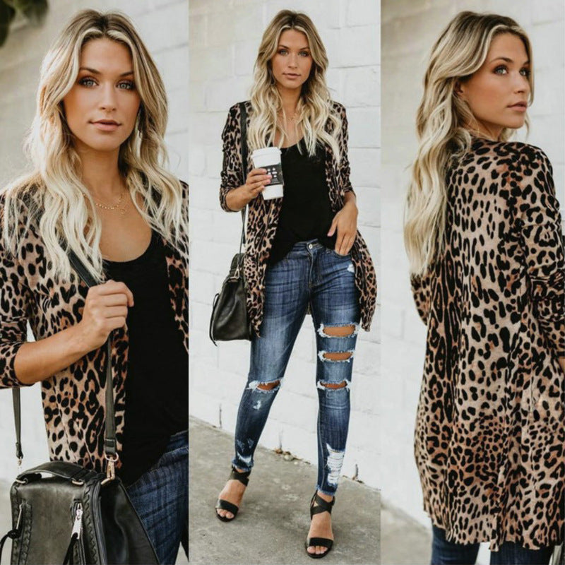 Damen modische Longjacke im tierischen Druckstil R&B