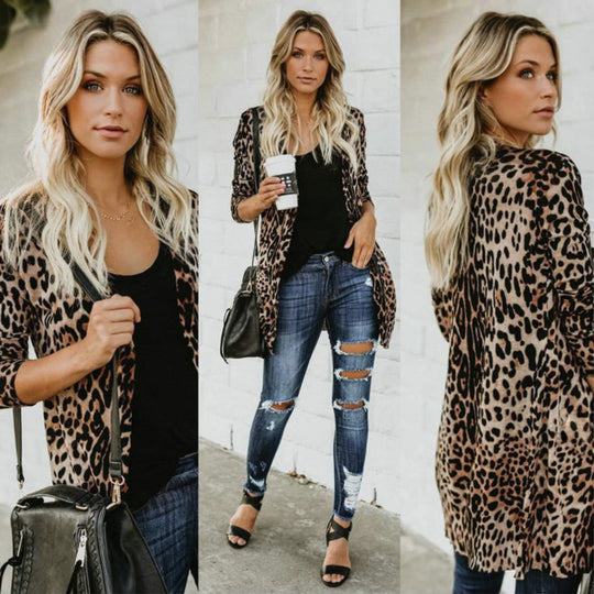 Damen modische Longjacke im tierischen Druckstil R&B