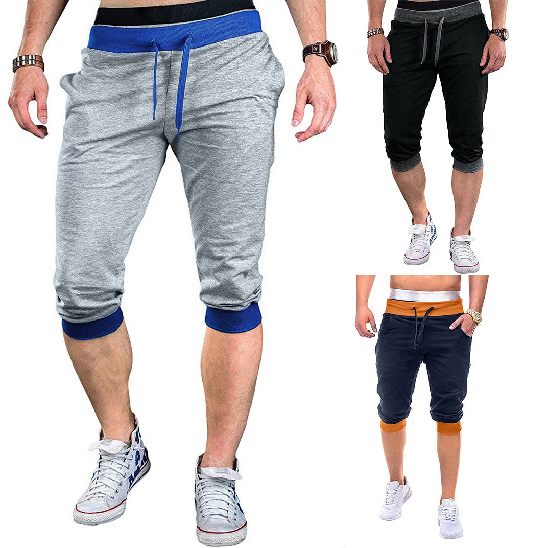 Herren Sportliche Capri-Hose mit elastischem Bund und modischen Kontrastakzenten R&B