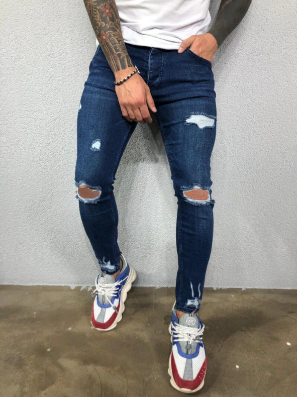 Herren Slim Fit Jeans mit Rissdesign R&B