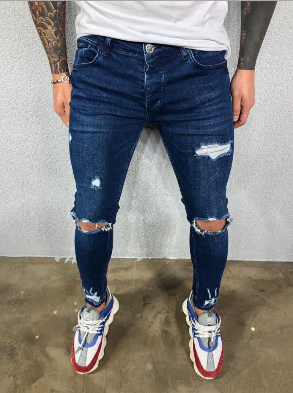Herren Slim Fit Jeans mit Rissdesign R&B