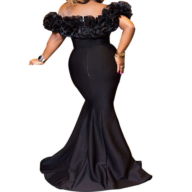 Damen Abendkleid mit voluminösem Rüschensaum R&B