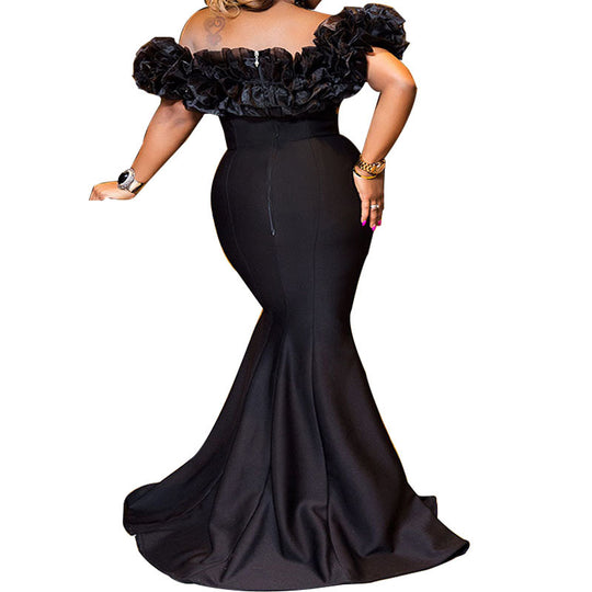 Damen Abendkleid mit voluminösem Rüschensaum R&B