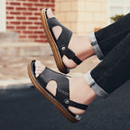 Herren Leder-Sandalen mit ergonomischer Sohle und verstellbarem Riemensystem R&B