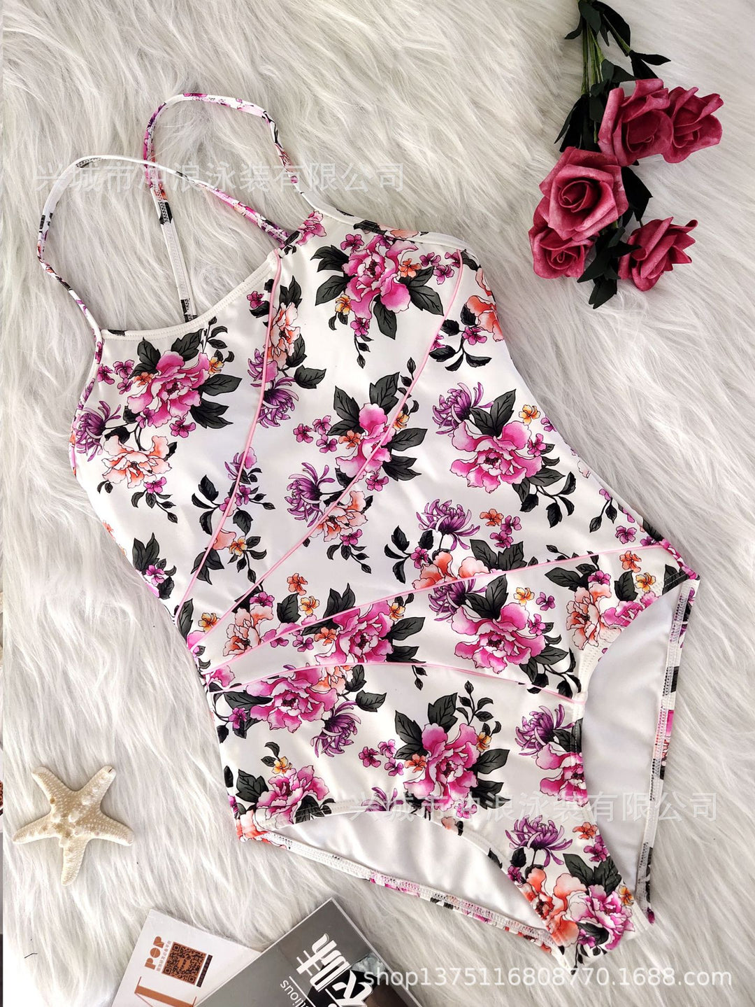 Damen Floraler Sportbadeanzug mit rückenfreier Silhouette R&B